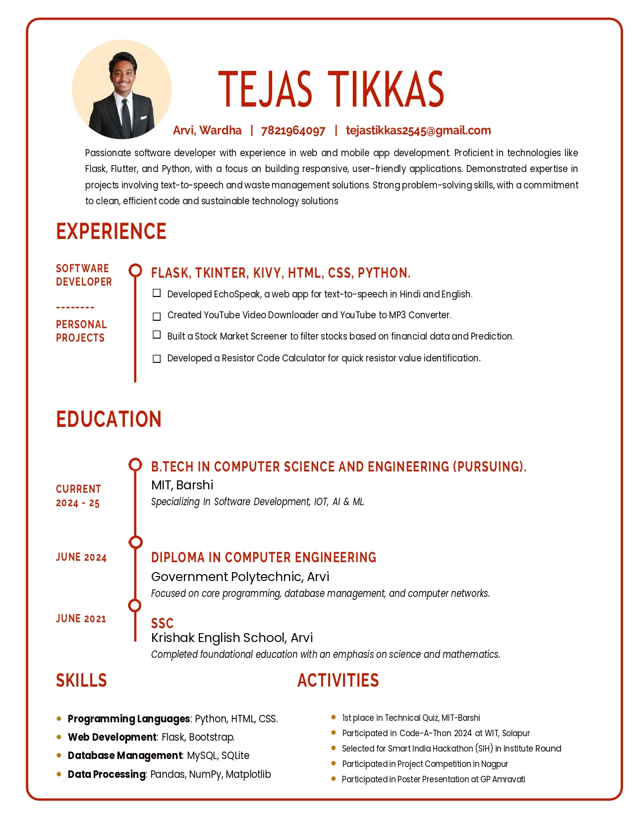 Resume preview